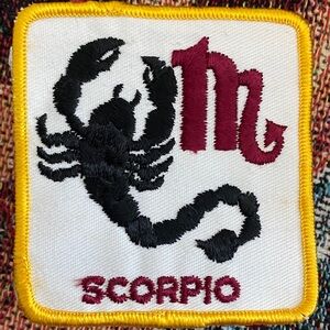 Vintage Scorpio M Embroidered Scorpion Iron / Sew on Patch Zodiac